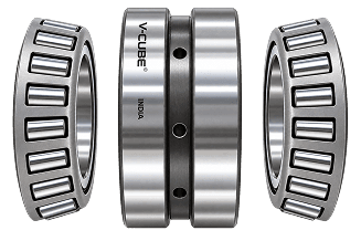 Cutaway view of a double row tapered roller bearing